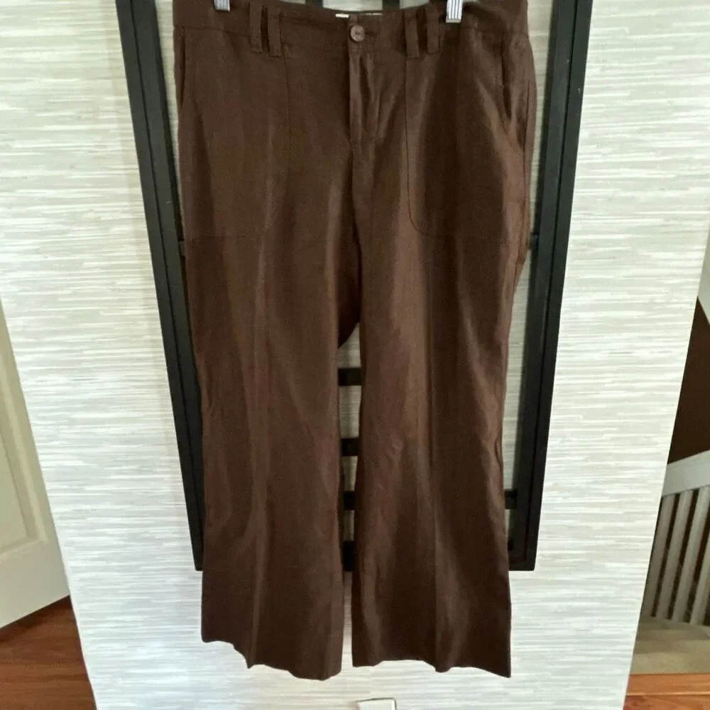 Banana republic 100% organic linen vintage Y2K wide leg pants trousers size 8 ch